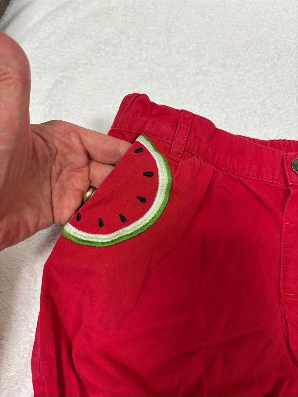 Gymboree Bright Red Watermelon Pocket Shorts girls size 8